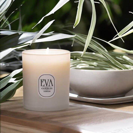Bamboo Candle, scented candle in a white glass