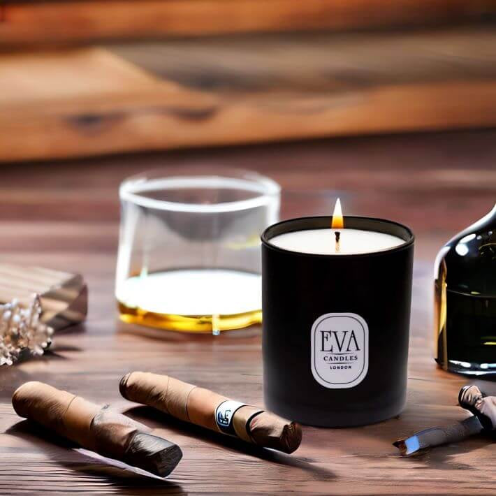 Candles for Men, masculine candle in a black glass