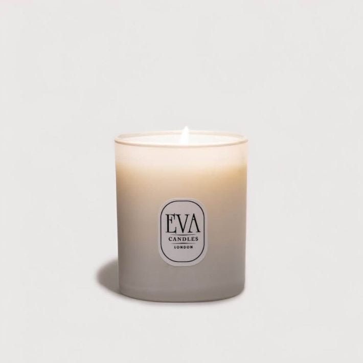jasmine candle, white glass
