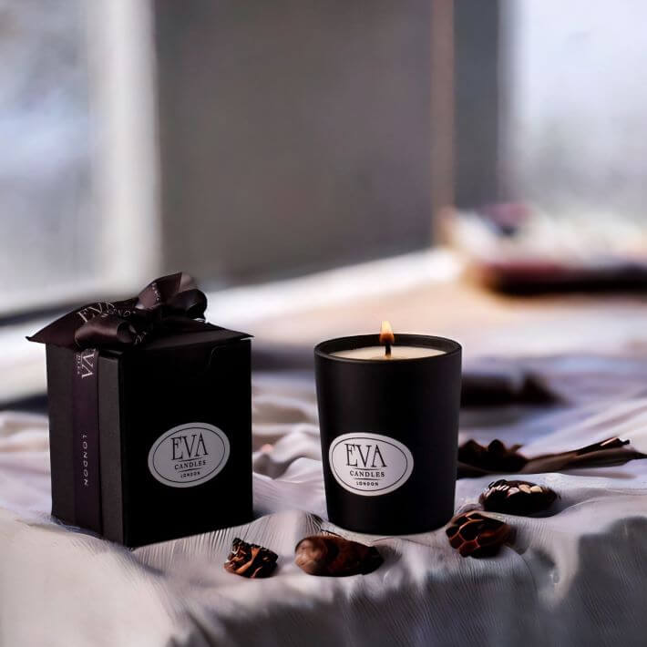 MINI candles, black glass and box